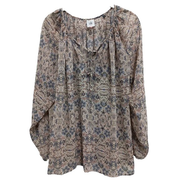 CAbi Tops - CAbi Womens Siena Chiffon Blouse Top Small Floral Long Sleeve BOHO‎ Fairy 5028